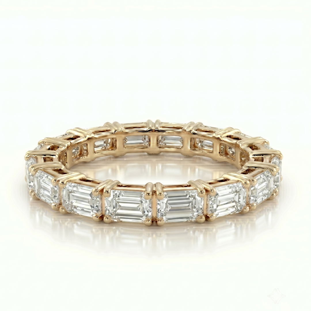 Axis Emerald Eternity Ring in 18K Yellow Gold | M Grace Jewelry