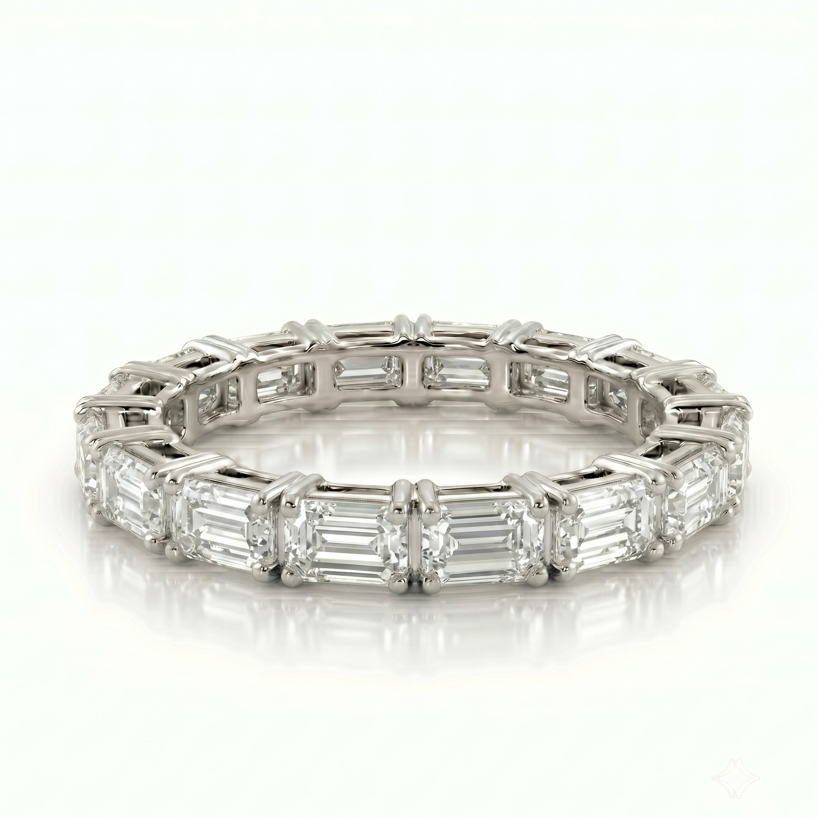 Axis Emerald Eternity Ring in Platinum | M Grace Jewelry