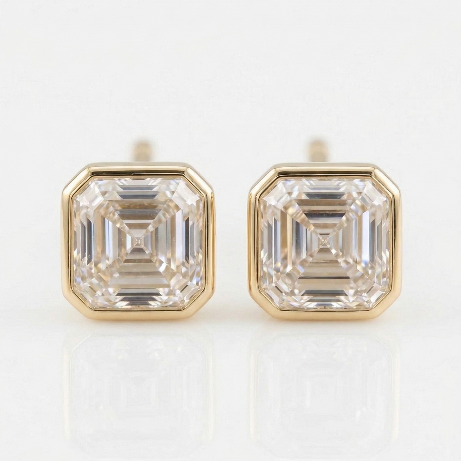 Frame Asscher Diamond Studs in 18K Yellow Gold | M Grace Jewelry