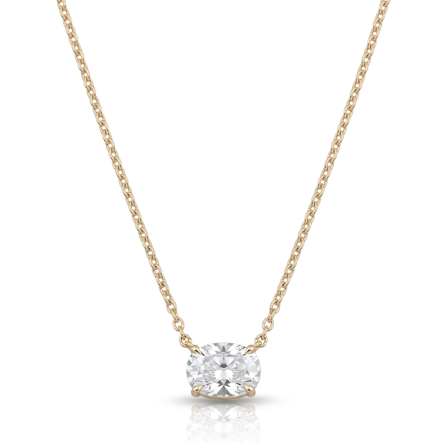 Nova Oval Necklace in 18K Yellow Gold | M Grace Jewelry