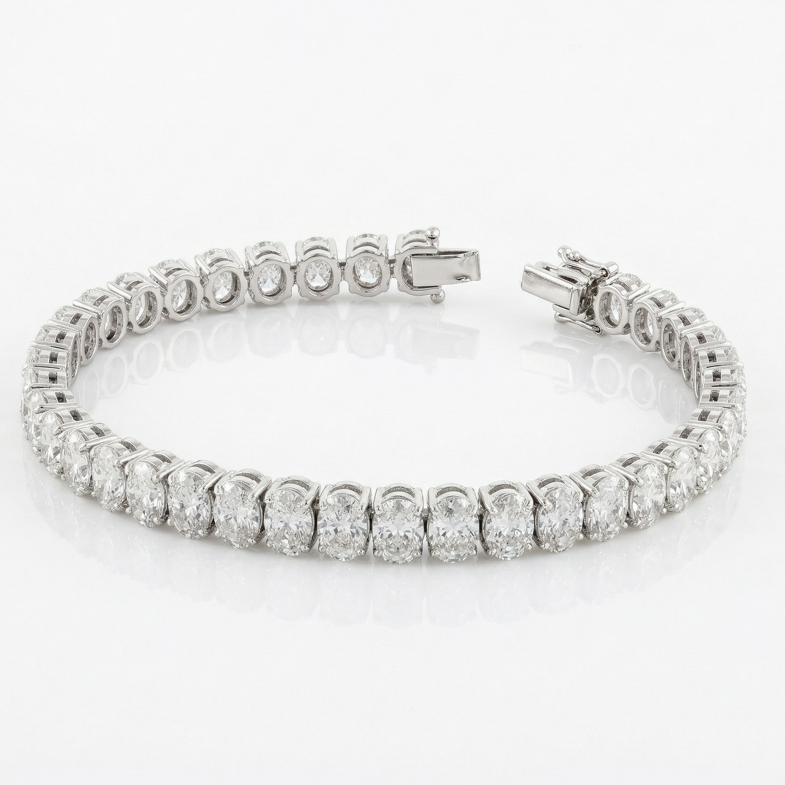Oval Cut East-West Tennis Bracelet in Platinum | M Grace Jewelry