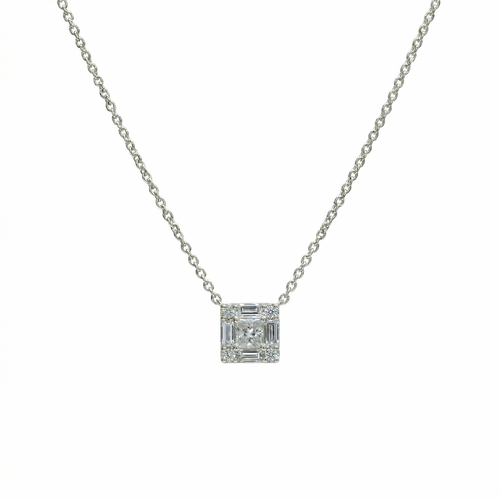 Frame Diamond Necklace in Platinum | M Grace Jewelry