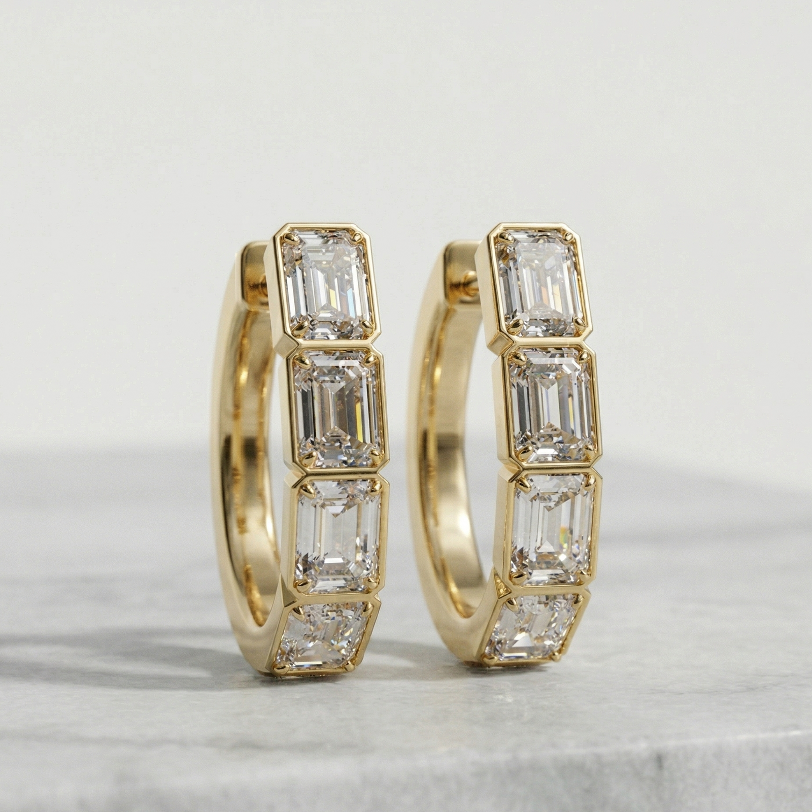 Aurelia Emerald Hoops in 18K Yellow Gold | M Grace Jewelry