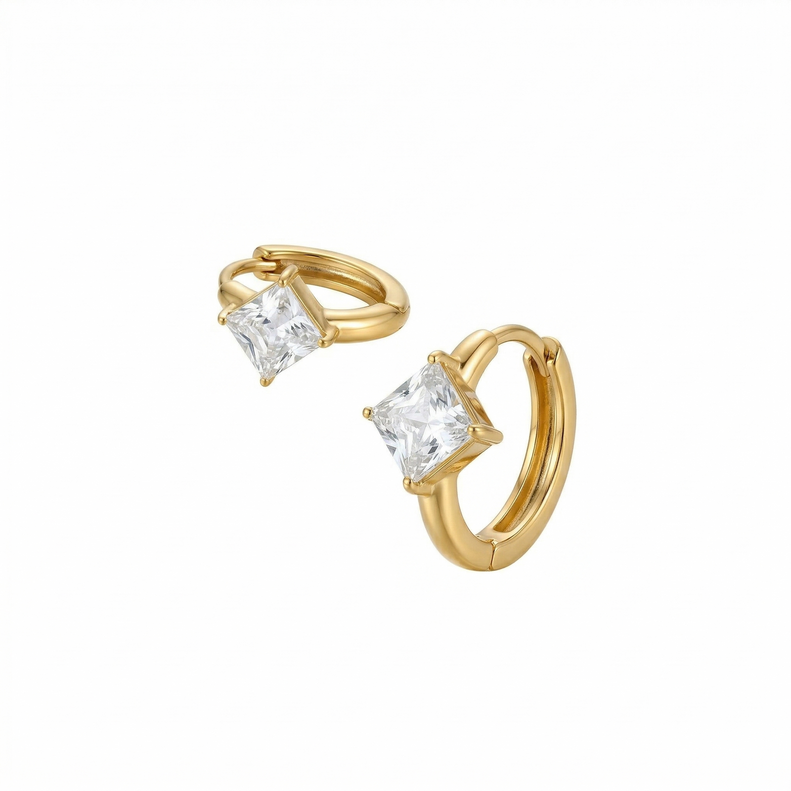 Prism Hoop Earrings in 18K Yellow Gold | M Grace Jewelry