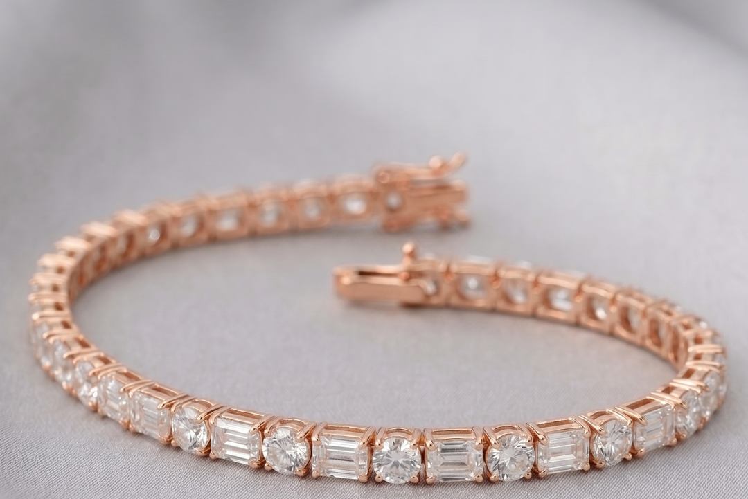 Facet Rhythm Tennis Bracelet in 18K Rose Gold | M Grace Jewelry