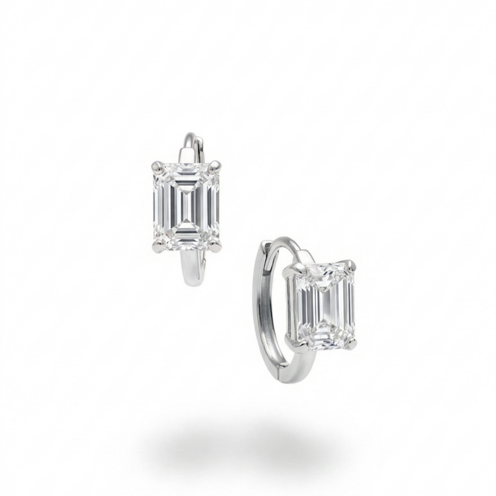 Emerald Hoop Earrings in Platinum | M Grace Jewelry