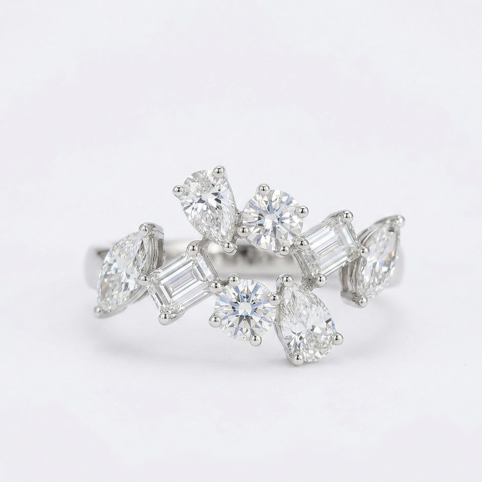 Mixed Shape Diamond Harmony Ring in Platinum | M Grace Jewelry