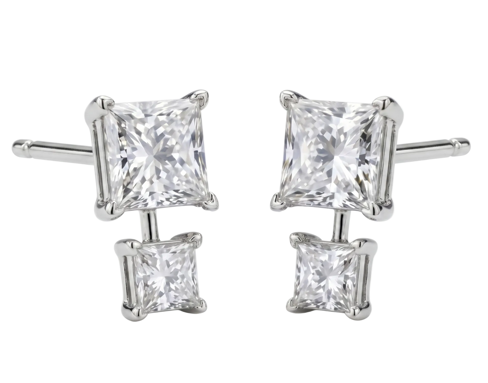 Twin Prism Studs in Platinum | M Grace Jewelry