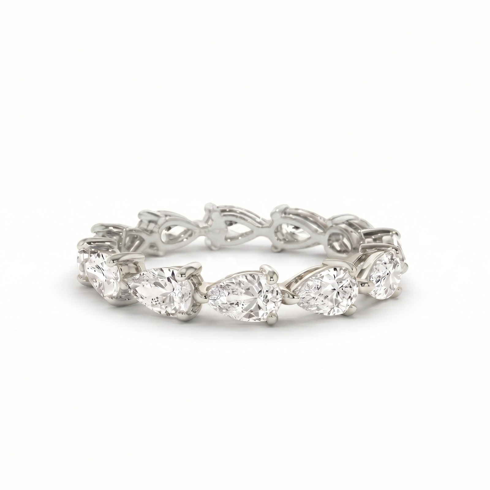 Cascade Pear Eternity Ring in Platinum | M Grace Jewelry