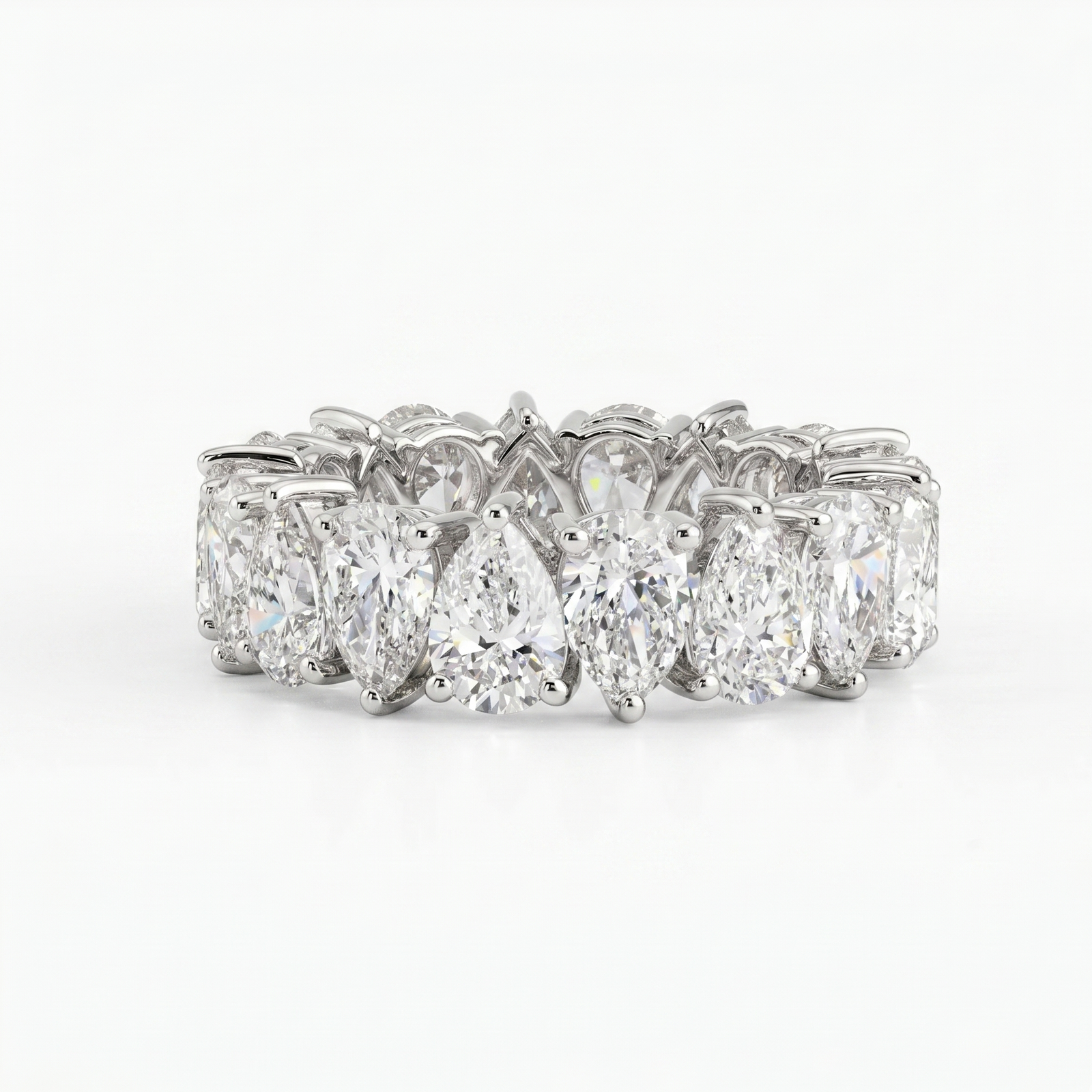 Signature Pear Eternity Ring in Platinum | M Grace Jewelry