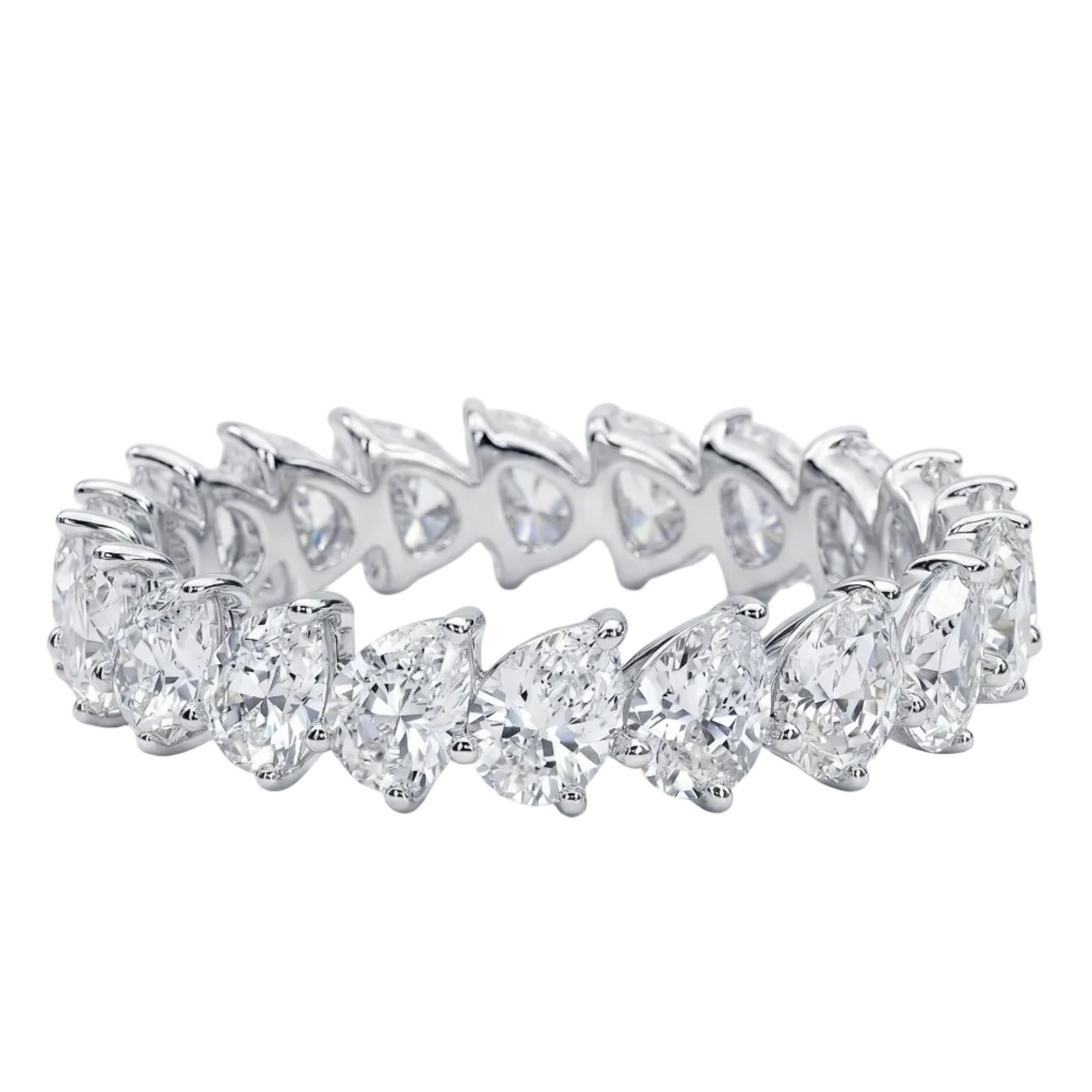 Luminous Cascade Pear Eternity Ring in Platinum | M Grace Jewelry