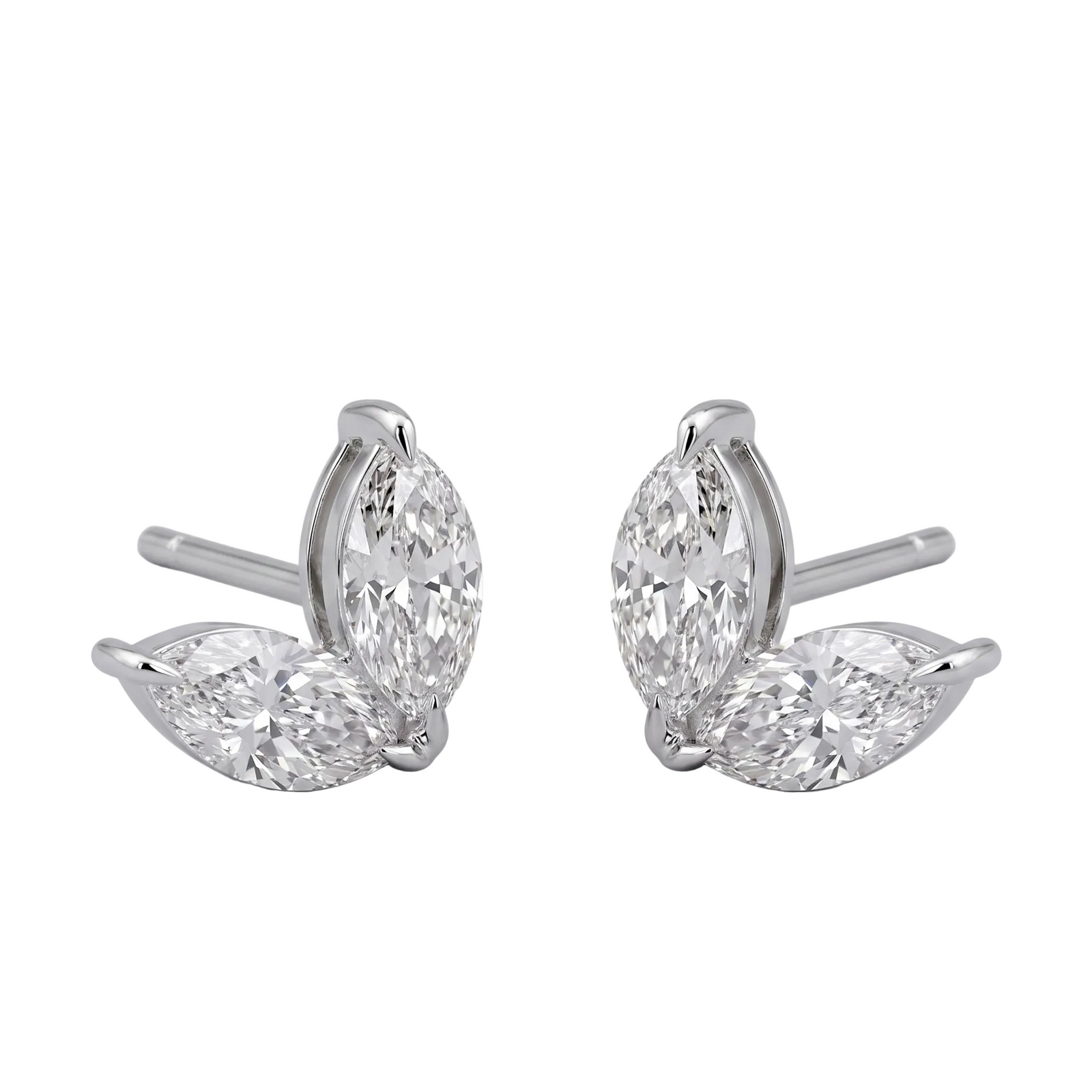 Luna Leaf Studs in Platinum | M Grace Jewelry