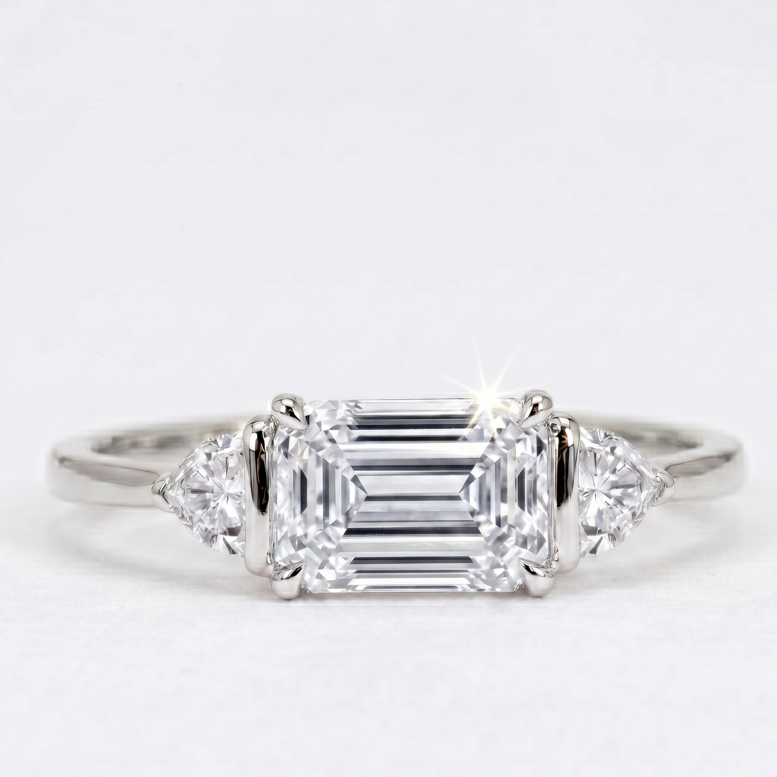 Trinity Emerald Ring in Platinum | M Grace Jewelry