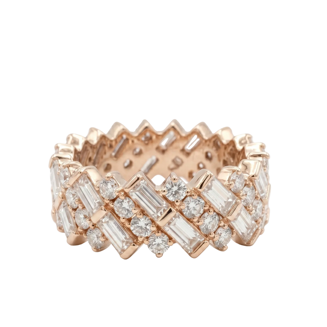 Chevron Royale Eternity Ring in 18K Rose Gold | M Grace Jewelry