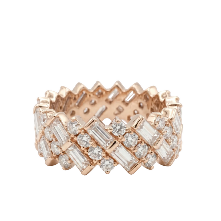 Chevron Royale Eternity Ring in 18K Rose Gold | M Grace Jewelry