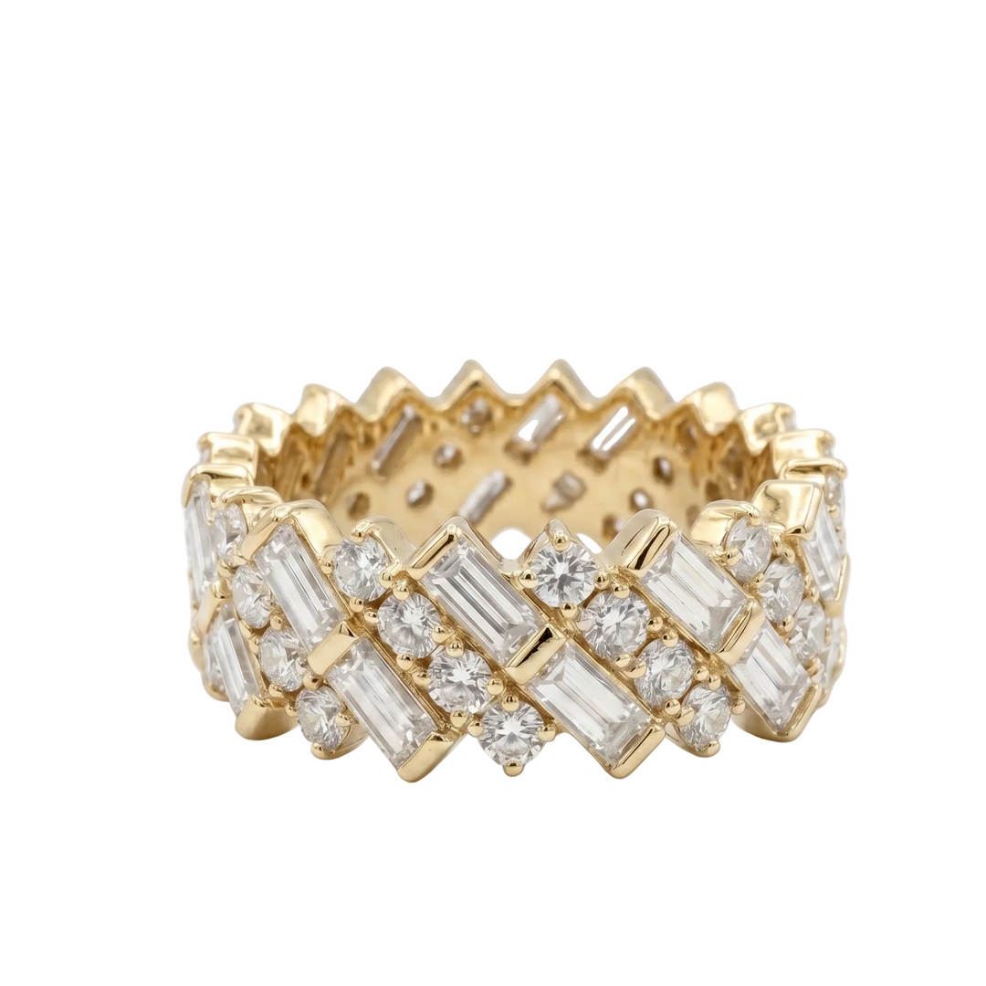 Chevron Royale Eternity Ring in 18K Yellow Gold | M Grace Jewelry