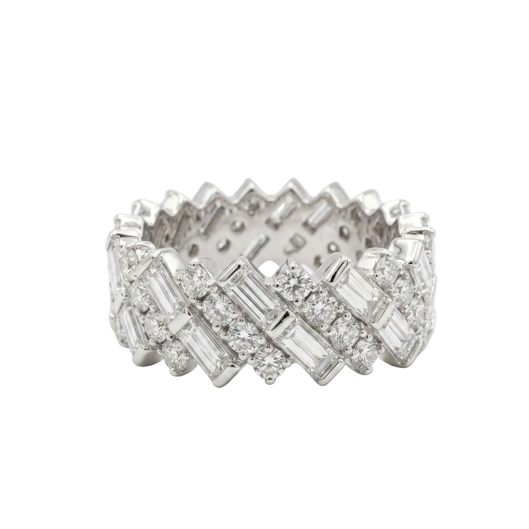 Chevron Royale Eternity Ring in Platinum | M Grace Jewelry