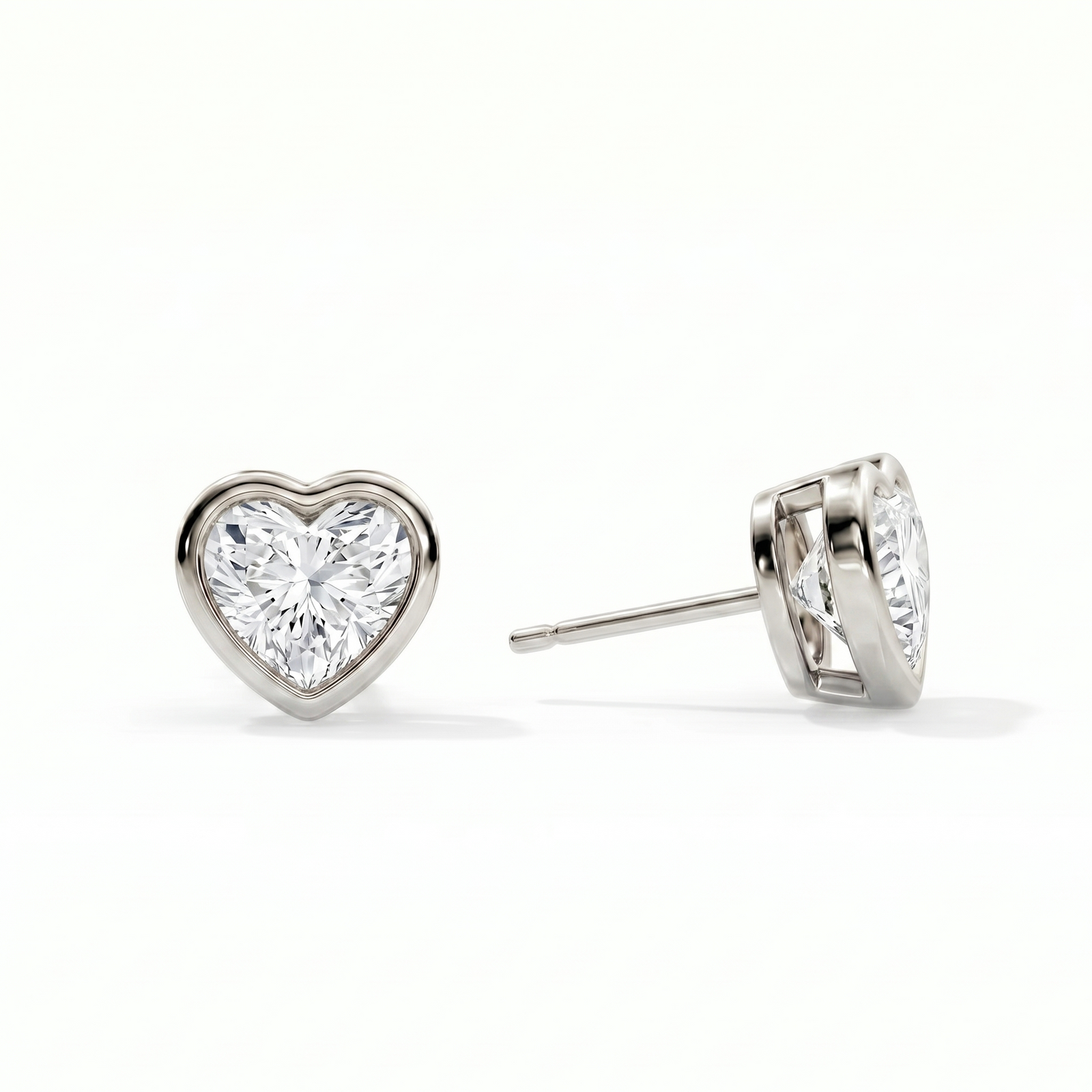 Frame Heart Diamond Studs in Platinum | M Grace Jewelry