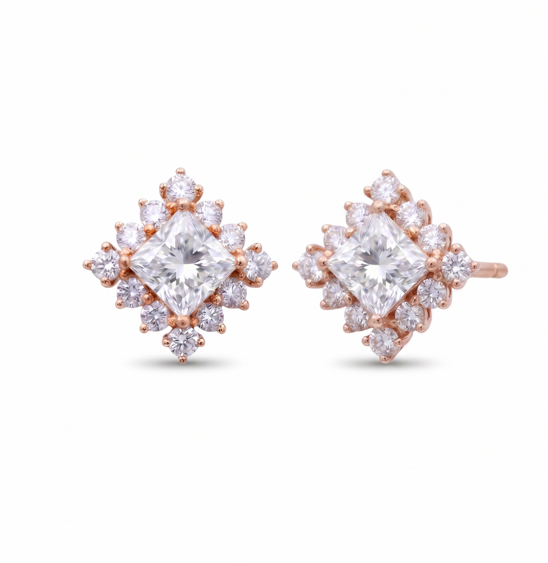 Asteria Stud Earrings in 18K Rose Gold | M Grace Jewelry