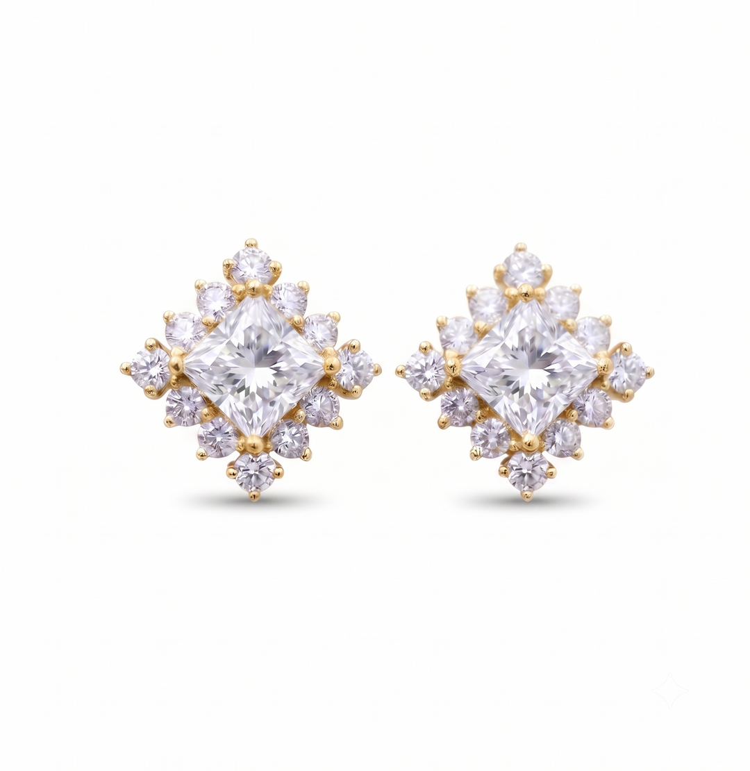 Asteria Stud Earrings in 18K Yellow Gold | M Grace Jewelry