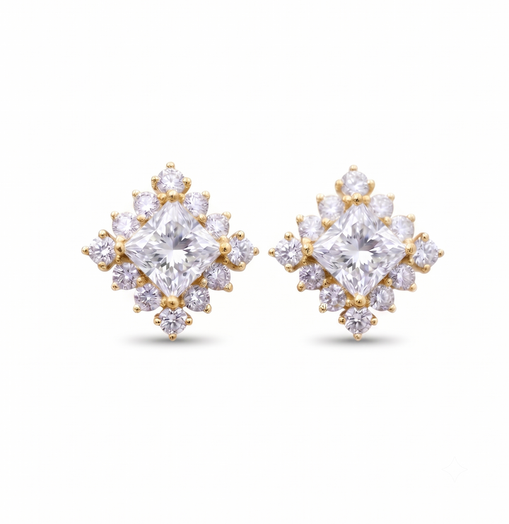 Asteria Stud Earrings in 18K Yellow Gold | M Grace Jewelry