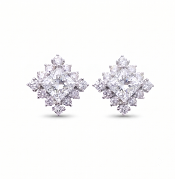 Asteria Stud Earrings in Platinum | M Grace Jewelry