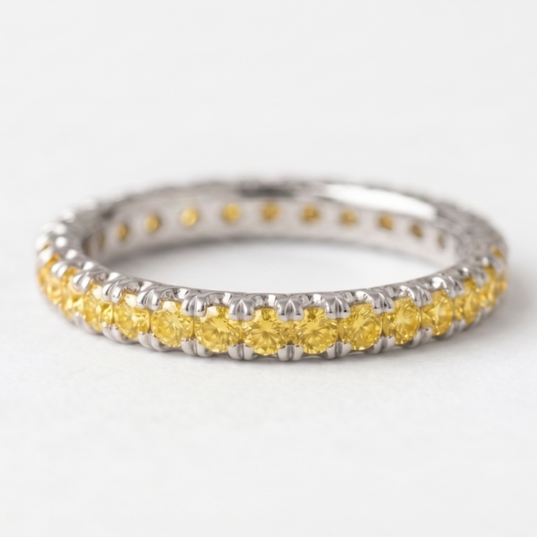 Golden Soleil Eternity Band in Platinum | M Grace Jewelry
