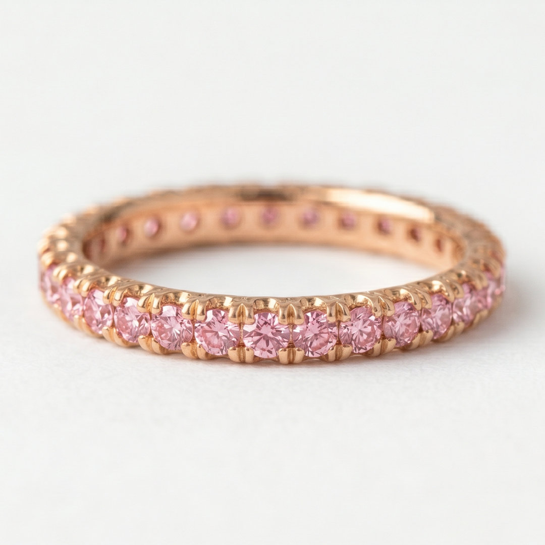 Rosé Eternity Band in 18K Rose Gold | M Grace Jewelry