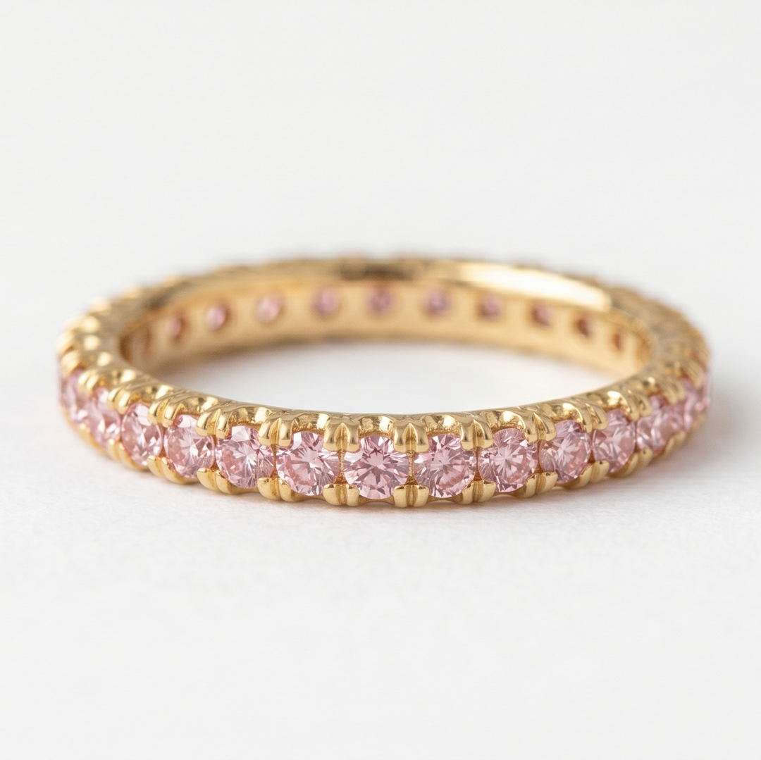 Rosé Eternity Band in 18K Yellow Gold | M Grace Jewelry