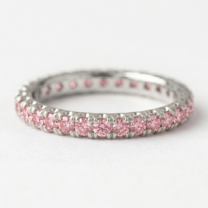 Rosé Eternity Band in Platinum | M Grace Jewelry