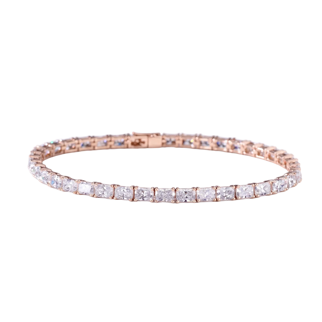 Radiant Cut North-South Tennis Bracelet in 18K Rose Gold | M Grace Jewelry