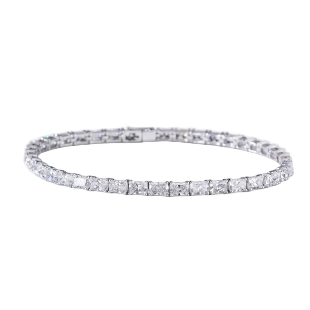 Radiant Cut North-South Tennis Bracelet in Platinum | M Grace Jewelry