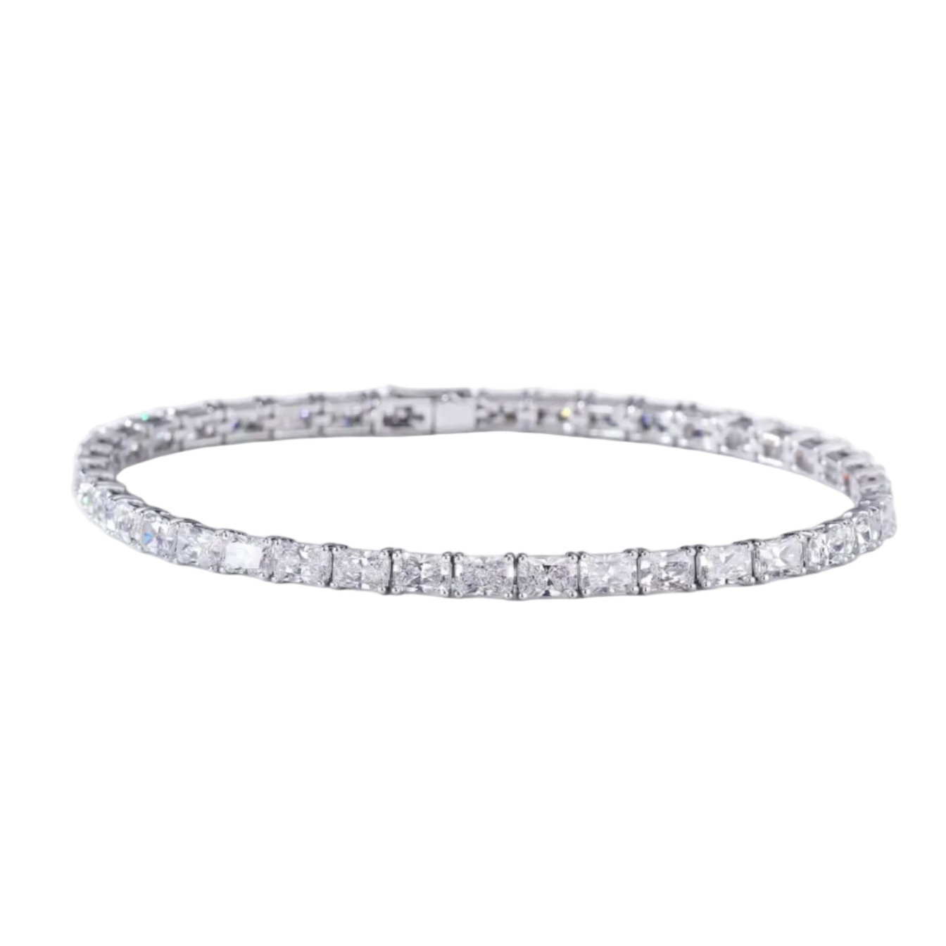 Radiant Cut North-South Tennis Bracelet in Platinum | M Grace Jewelry