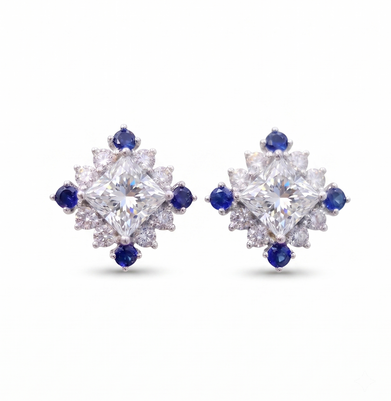Asteria Blue Stud Earrings in Platinum | M Grace Jewelry