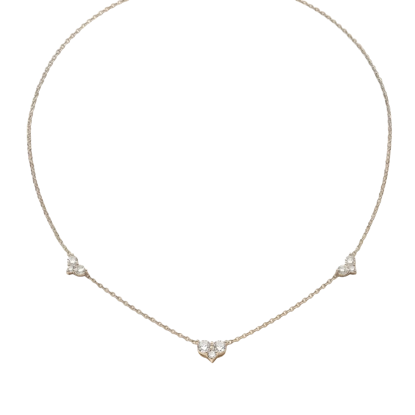 Trinity Heart Diamond Necklace in Platinum | M Grace Jewelry