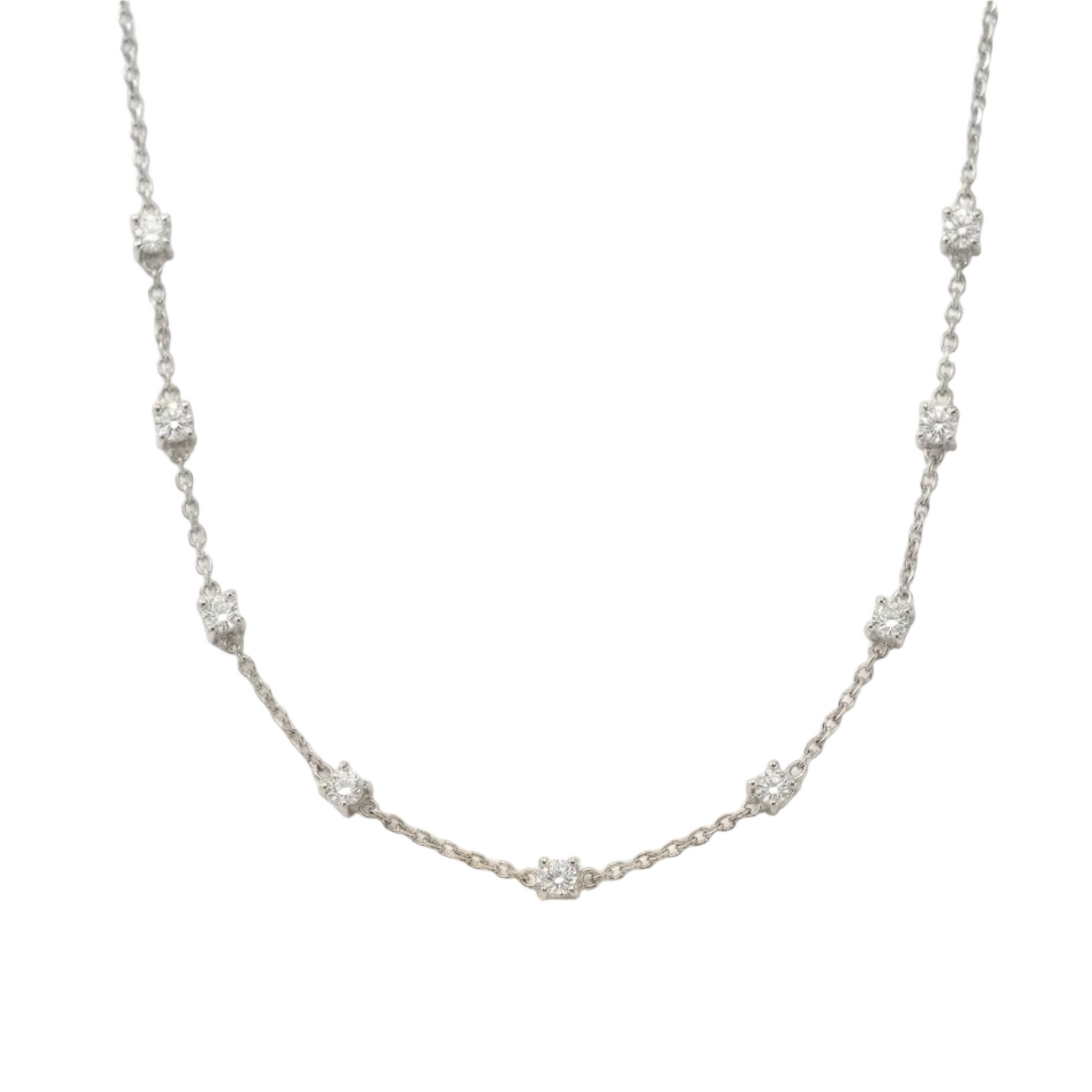 Floating Diamond Station Necklace in Platinum | M Grace Jewelry