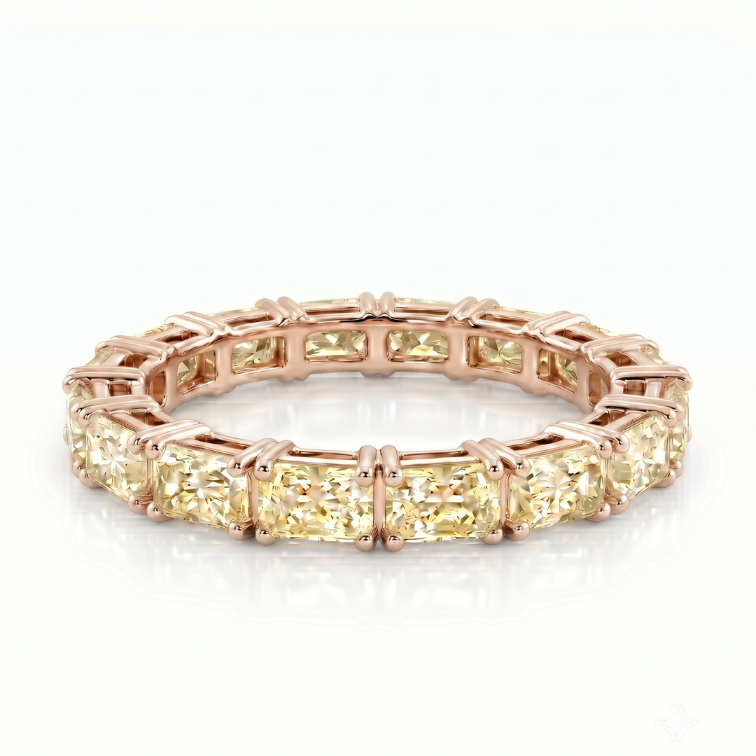 Axis Yellow Radiant Eternity in 18K Rose Gold | M Grace Jewelry