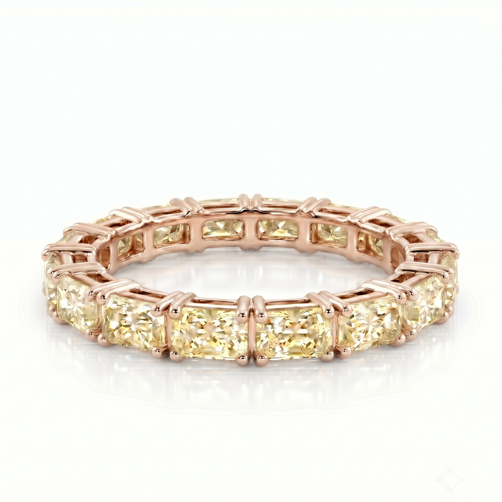 Axis Yellow Radiant Eternity in 18K Rose Gold | M Grace Jewelry