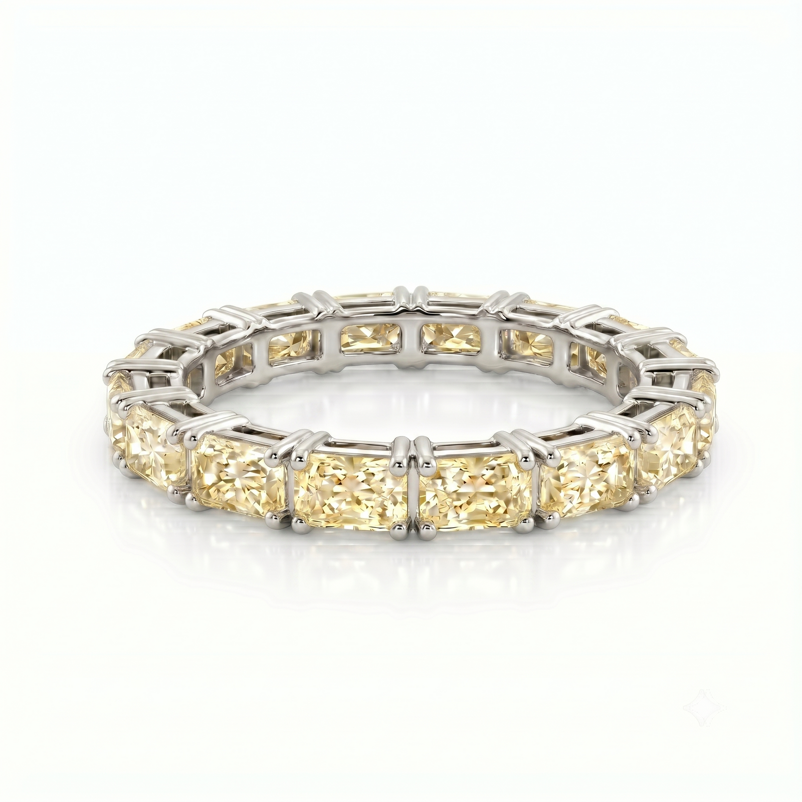 Axis Yellow Radiant Eternity in Platinum | M Grace Jewelry