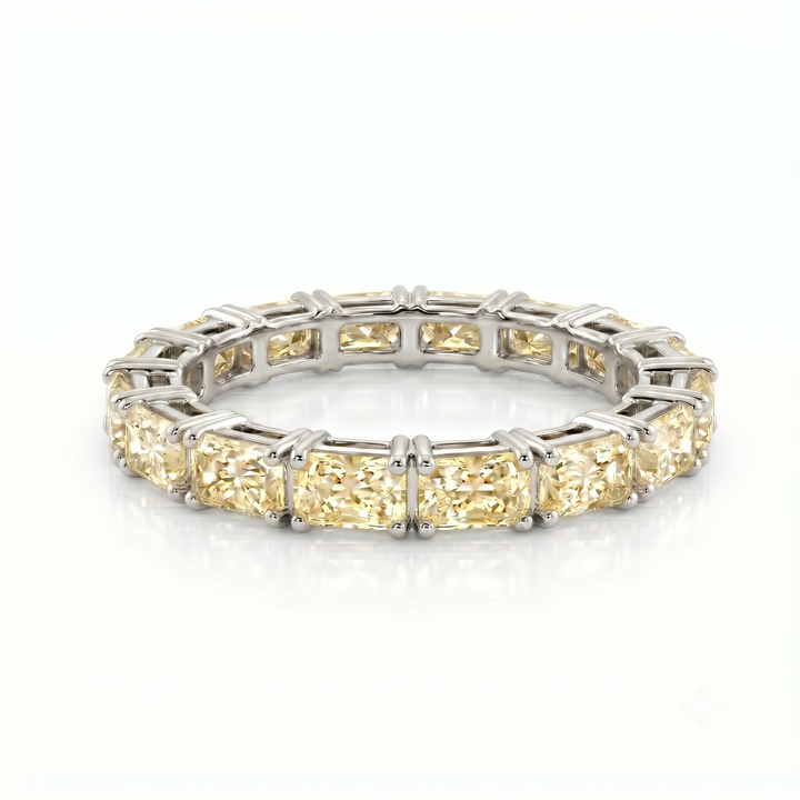 Axis Yellow Radiant Eternity in Platinum | M Grace Jewelry