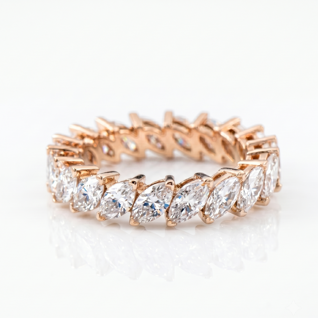 Laurel Marquise Eternity Ring in 18K Rose Gold | M Grace Jewelry