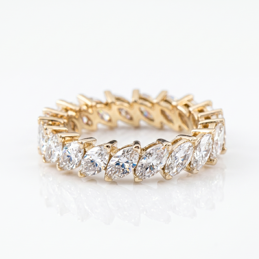 Laurel Marquise Eternity Ring in 18K Yellow Gold | M Grace Jewelry