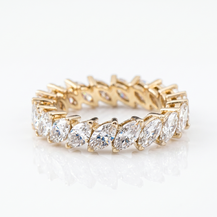 Laurel Marquise Eternity Ring in 18K Yellow Gold | M Grace Jewelry