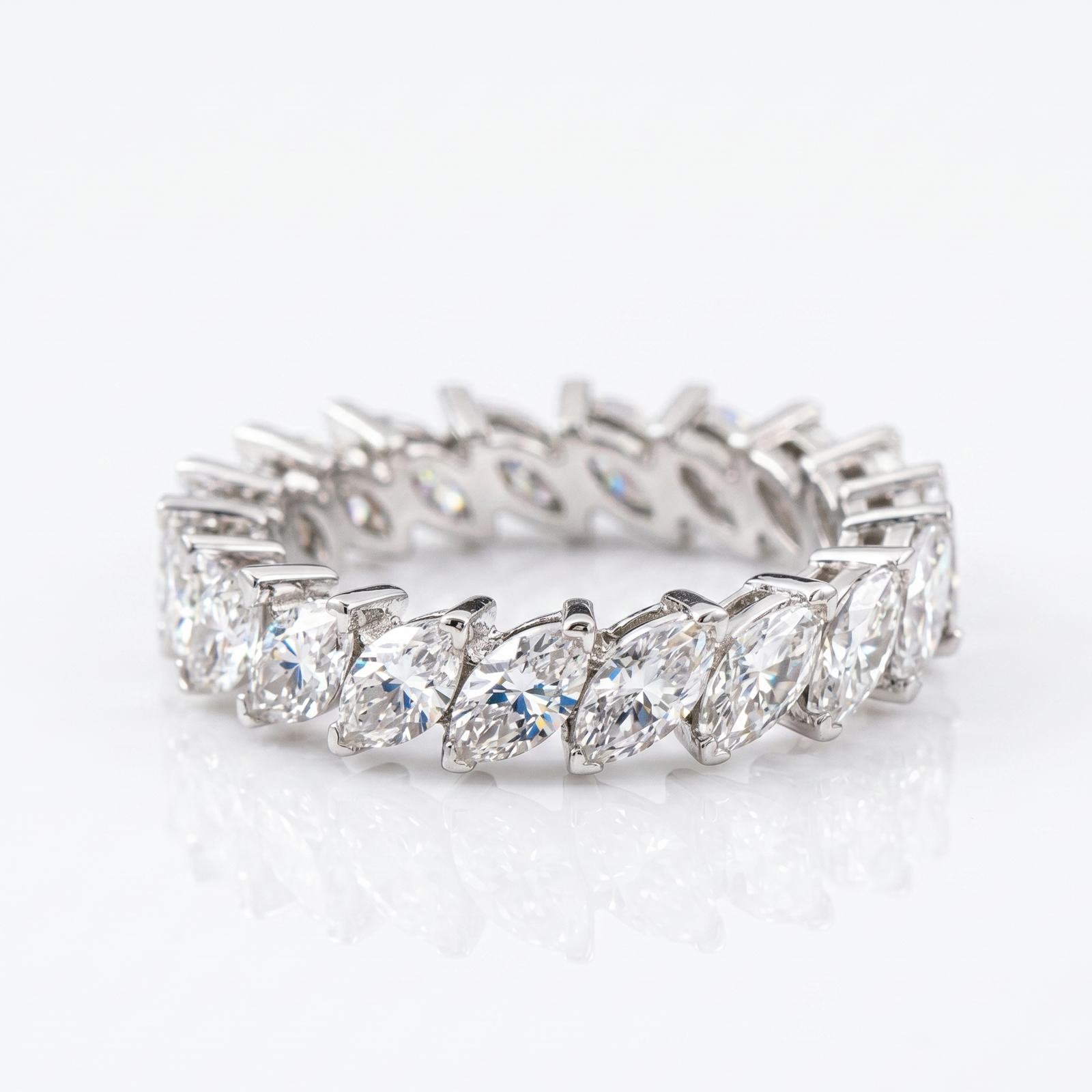 Laurel Marquise Eternity Ring in Platinum | M Grace Jewelry