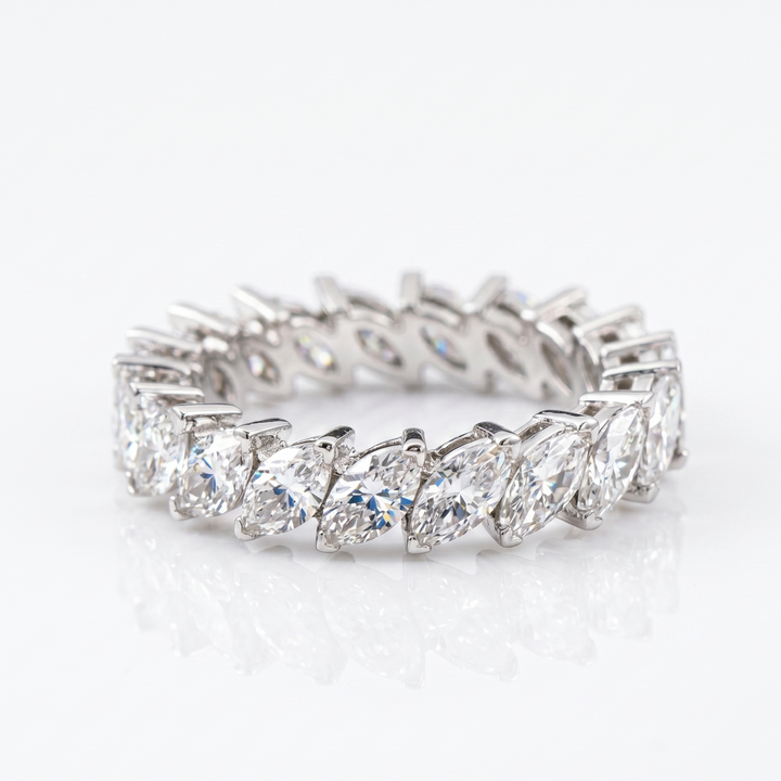 Laurel Marquise Eternity Ring in Platinum | M Grace Jewelry