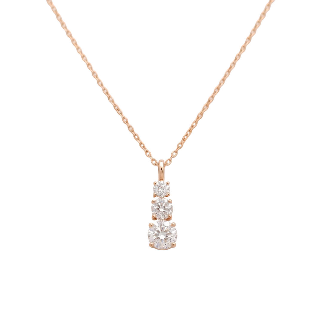 Trinity Cascade Necklace in 18K Rose Gold | M Grace Jewelry