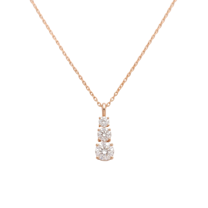 Trinity Cascade Necklace in 18K Rose Gold | M Grace Jewelry