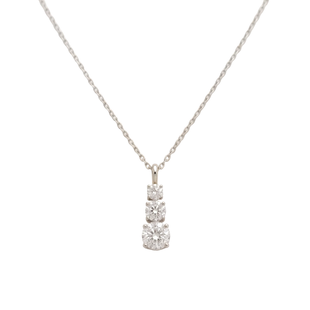 Trinity Cascade Necklace in Platinum | M Grace Jewelry