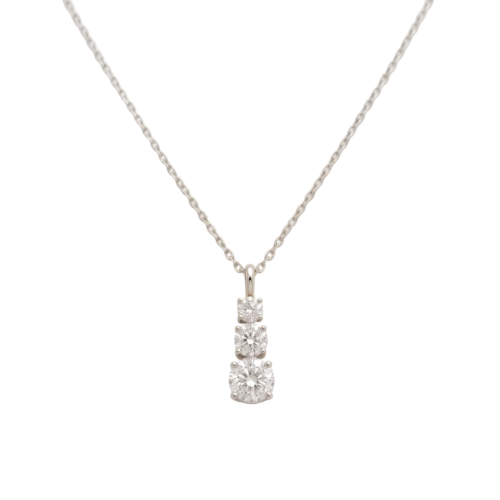 Trinity Cascade Necklace in Platinum | M Grace Jewelry