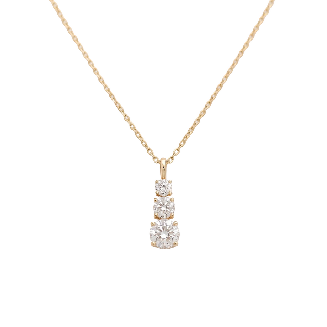 Trinity Cascade Necklace in 18K Yellow Gold | M Grace Jewelry